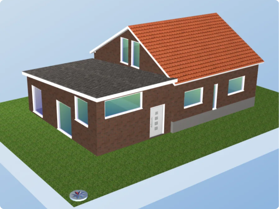 3D-Gebäudemodell eines Wohnhauses aus der energetischen Bewertung